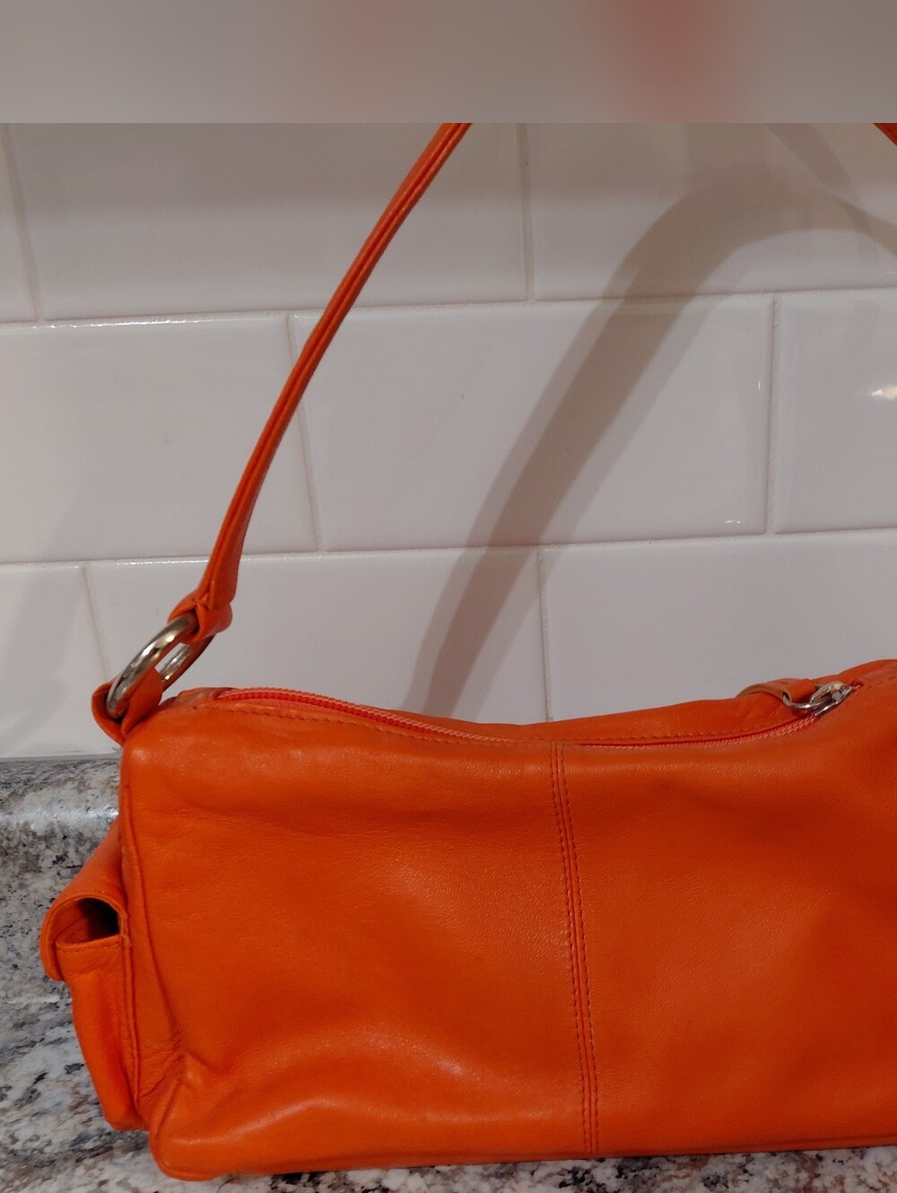 Wilsons Y2K Maxima Baguette Orange Leather Shoulder Bag